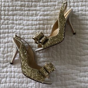 Kate Spade gold glitter shoes - new